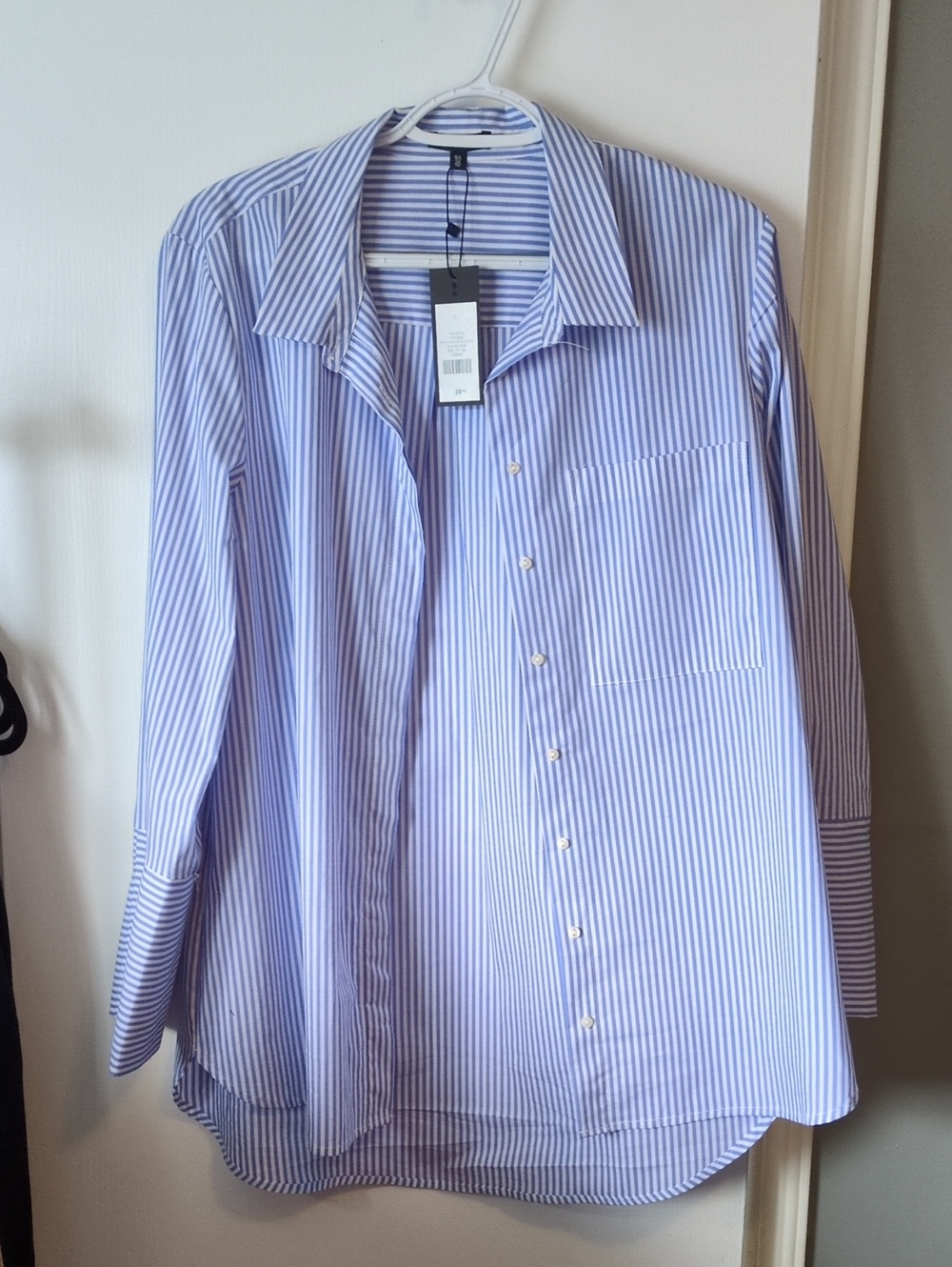 Dynamite Blue and White Striped Dress Shirt